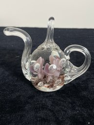 Vintage Maude And Bob 1982 St. Clair Clear Glass Teapot Paperweight