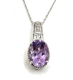 Gorgeous Sterling Silver Amethyst Pendant Necklace