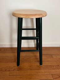 Bar Stool With Black Legs And Oak Top - 24.5' Seat Height