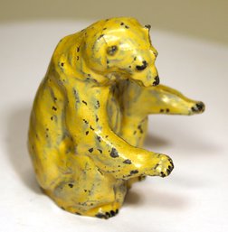 Antique Lead Figure Of Polar Bear In Off-white