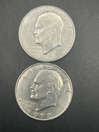 2 Eisenhower Dollars 1972, 1972-D