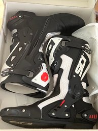 SIDI Motorcycle Boots In Black / White Trim Mens Size 11