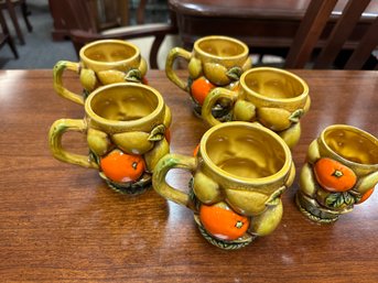 Set Of 5 Mid Century Modern Inarco Mugs And Sugar Bowl