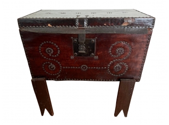 *  Leather Topped Bridal Chest From Brazil - Early 20th Century - Lot A