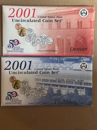 Beautiful Vintage 2001 P & D United States US Mint Uncirculated Coin Set