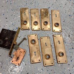 A Collection Of Antique Brass Door Plates - Escutcheons -( 7)