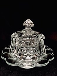 Vintage Cherry & Cable Clear Butter Dish By Northwood