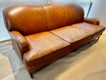 Ralph Lauren Leather Home Sofa With Casters In Front, Retailed For $24,000, Purchased At Ralph Lauren NYC
