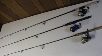 Lot Of Three Fishing Poles And Reels From Mitchell, Bass, South Bend, Zebco, Epic, Etc.