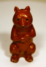 Vintage Lead Figure Of A Seated Brown Bear Original Paint