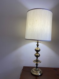 Brass Balluster Base Lamp With Barrel Shade