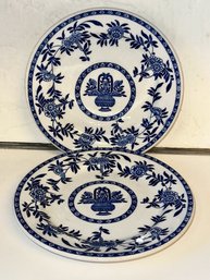 Pair Of Blue & White Sterling China Plates (2)