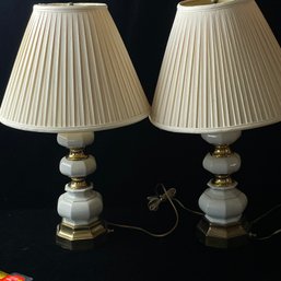 White And Gold Tone Table Lamps