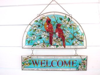 Cardinals Glass Welcome Sign