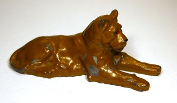 Vintage Seated Lion/tiger Lead Figure Original Paint