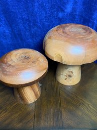 Smith And Hawken Wooden Mushroom Pair