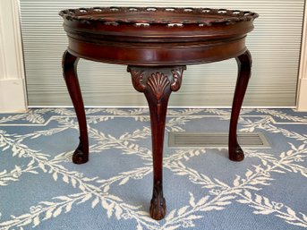 Queen Anne Style Mahogany Glass Top End Table