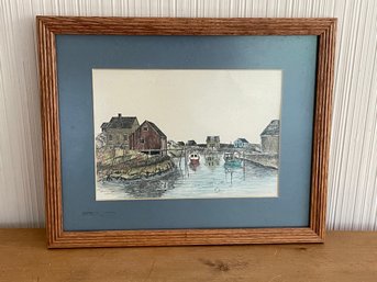 Peggys Cove Nautical Scene Framed And Signed