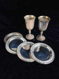 International Silver Company Coasters And Stemmed Drinking Glasses