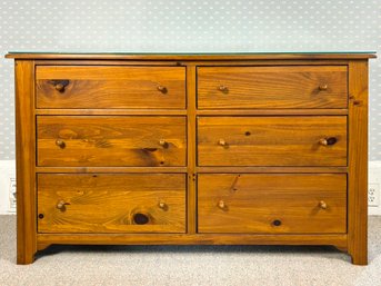 A Vintage American Pine Dresser With Custom Glass Top By Ethan Allen