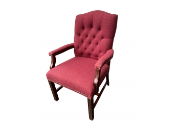 Red Upholstered Occasional / Armchair With Nailhead Accents