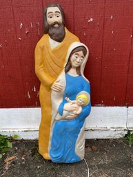 Vintage Nativity Scene Mary, Joseph & Baby Jesus 38' Union Products Brand Blow Mold