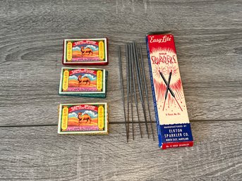 3 Packs Of Vintage Camel Brand Firecrackers And Easy-lite Sparklers