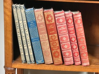 Group Lot Of Nine (9) Antique Leather Bound Books - Very Nice Decorative Books - Sold In One Lot - Nice !