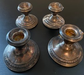 4 Antique Sterling Silver Candle Holders