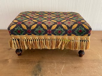 Small Upholstered Footstool Ottoman W/ Tassels