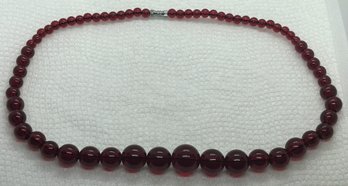 High Quality CHERRY AMBER Graduated Bead Necklace- 19' Long