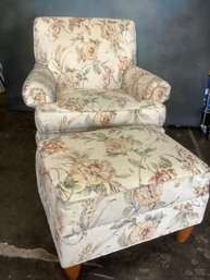 Temple Inc Floral Armchair With Ottoman