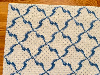 Large Blue And White Wool Area Rug