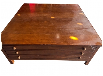 Massive Vintage Map Drawer Style Wooden Cocktail Table- Troy Wesnidge
