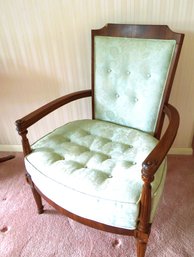 Green Fabric Tufted Louis XVI Chair