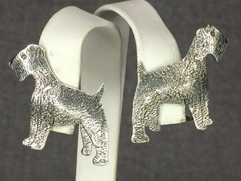 Adorable Vintage 925 / Sterling Silver Dog  / Terrier Earrings - Nice Details - All Hand Made - Vintage !