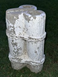 White Painted Cement Bird Bath Stand