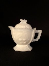 Vintage Cherry & Grapes Milk Glass Creamer W/ Lid (line 108) By Westmoreland