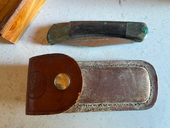 Vtg Kline Tools Buck Knife In Original Leather Case