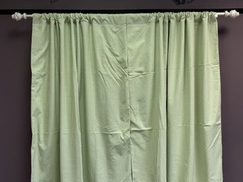 A Pair Of Pottery Barn Kids Lined Drapery Panels In Green Gingham