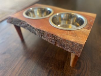 NEW Live Edge Elevated Dog Tray With Bowls 12' X 16'