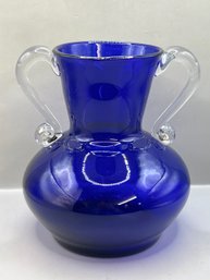 Cobalt Blue Glass Vase With Handles