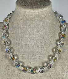 Vintage Aurora Borealis Beaded Choker Necklace