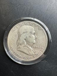 1950-D Benjamin Franklin Silver Half Dollar