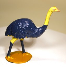 Original  Paint Blue White Ostrich Lead Figure By J. Hill & Co.