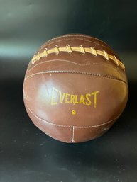 A Vintage Everlast 9 Lb Leather  Medicine Ball