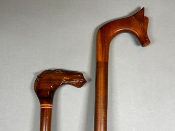 Wood Carved Horse Head Canes