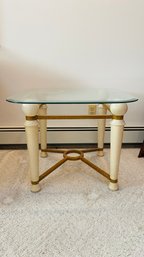 Square Side Table With Glass And Wood