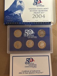 Beautiful 2004 US Mint 50 State Quarters Proof Set In Box With COA