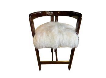Interlude Home Burke High Gloss Walnut Counter Stool White Sheepskin Seat (1 Of 6)